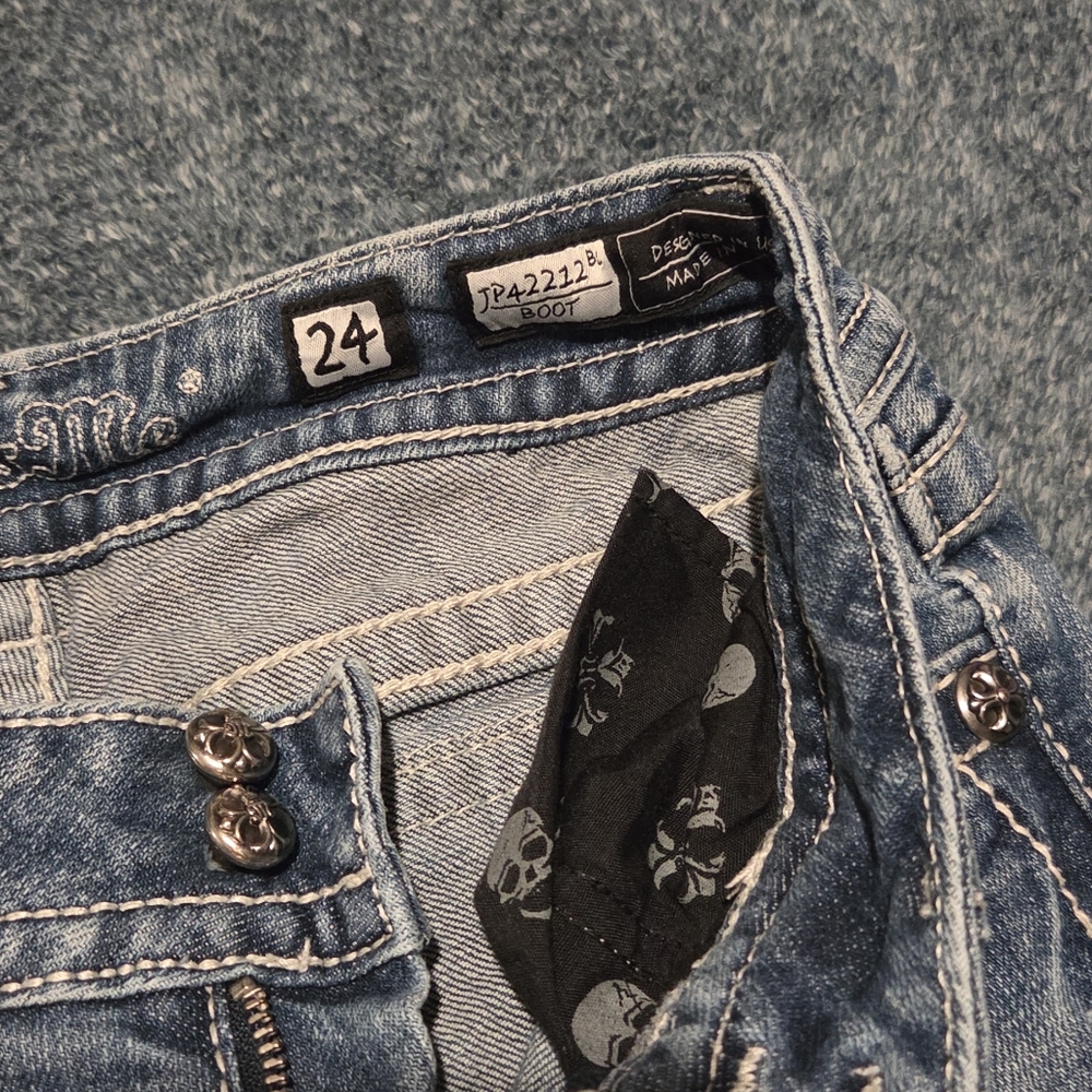 Miss Me Blue Boot Cut Jeans with Sparkle Accents - Picture 6 of 11
